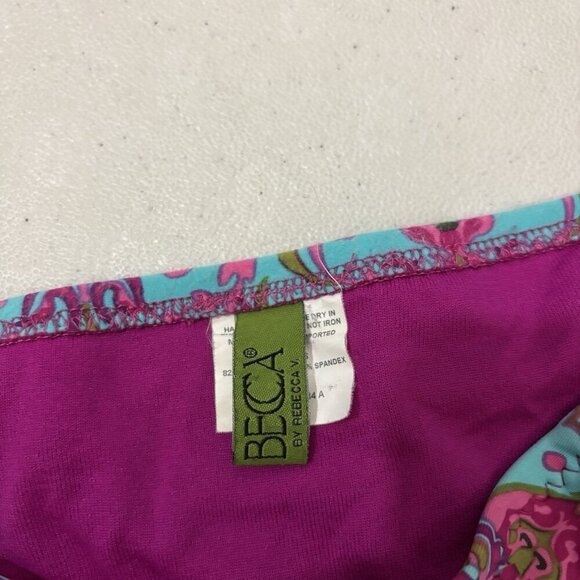 Becca 2 Piece Turquoise Swimsuit Embelished Top Size Small Bottom Size Large - Picture 12 of 13